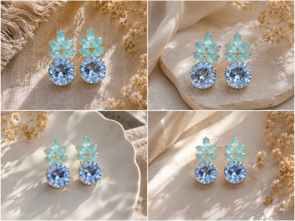 Aqua Crown Studs