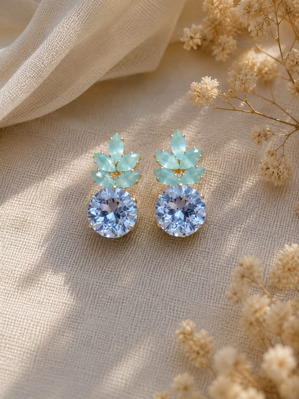 Aqua Crown Studs